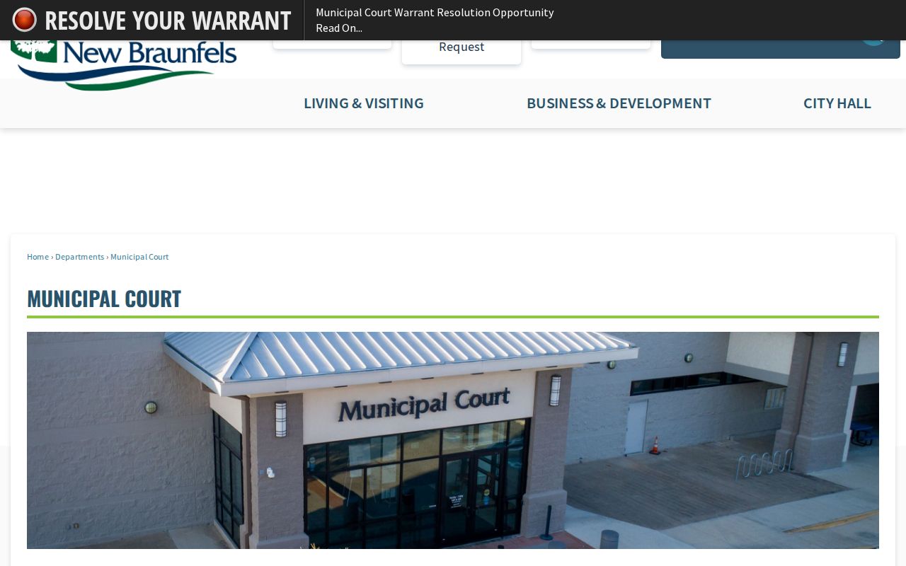 New Braunfels warrant records source, city Municipal Court portal