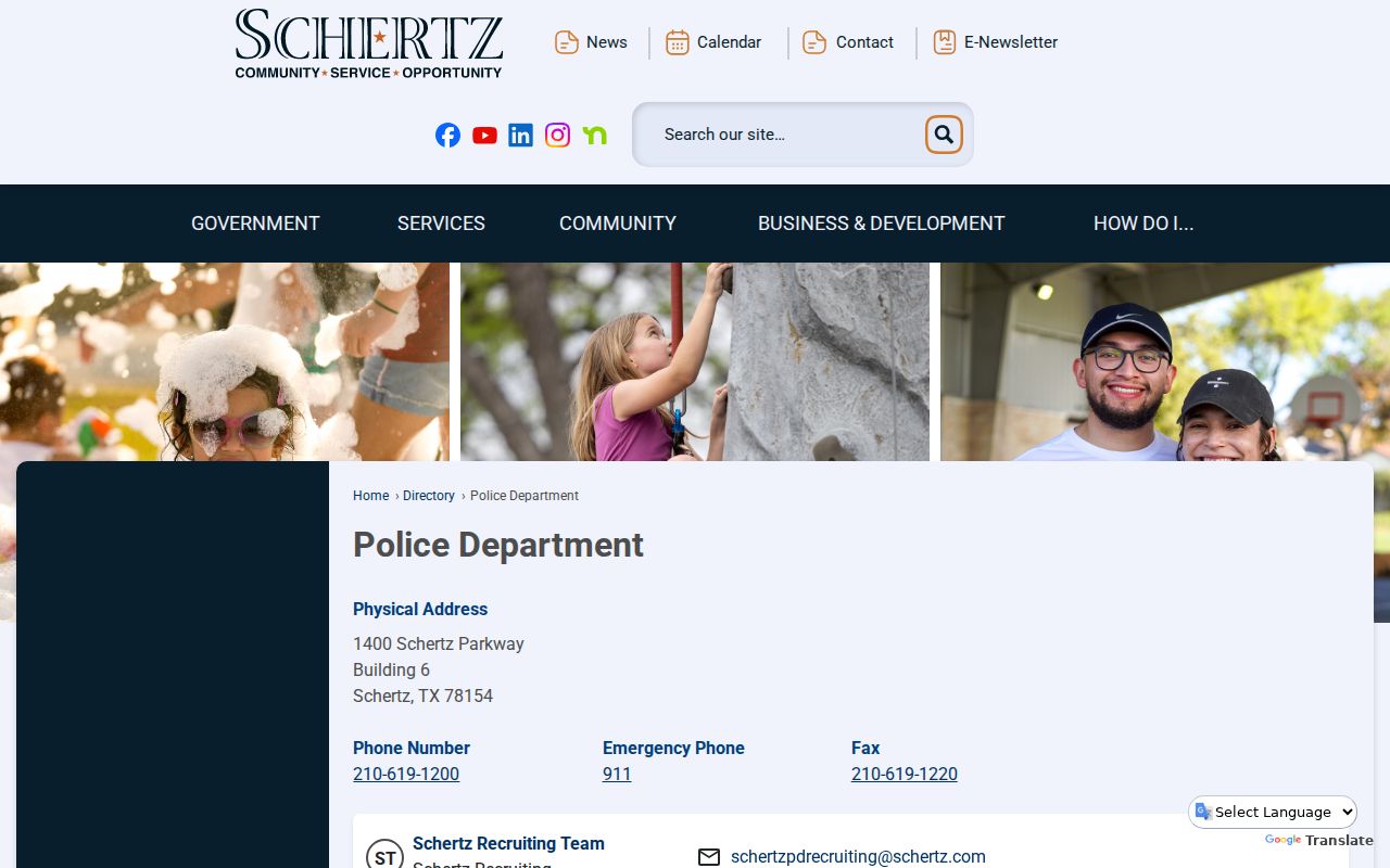 Schertz warrant records source, Police and Warrant Division directory