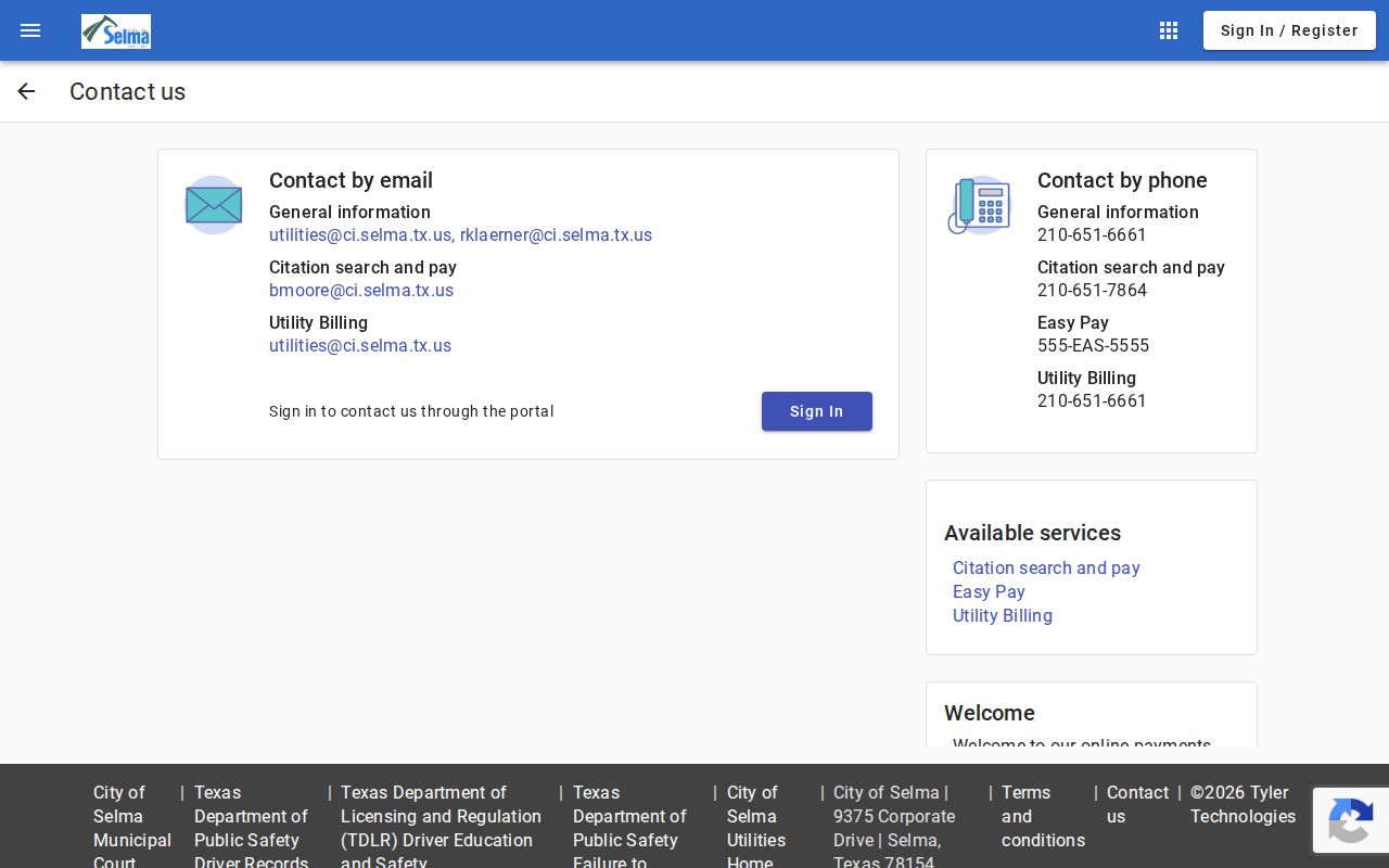 Selma warrant records source, municipal citation search and payment interface