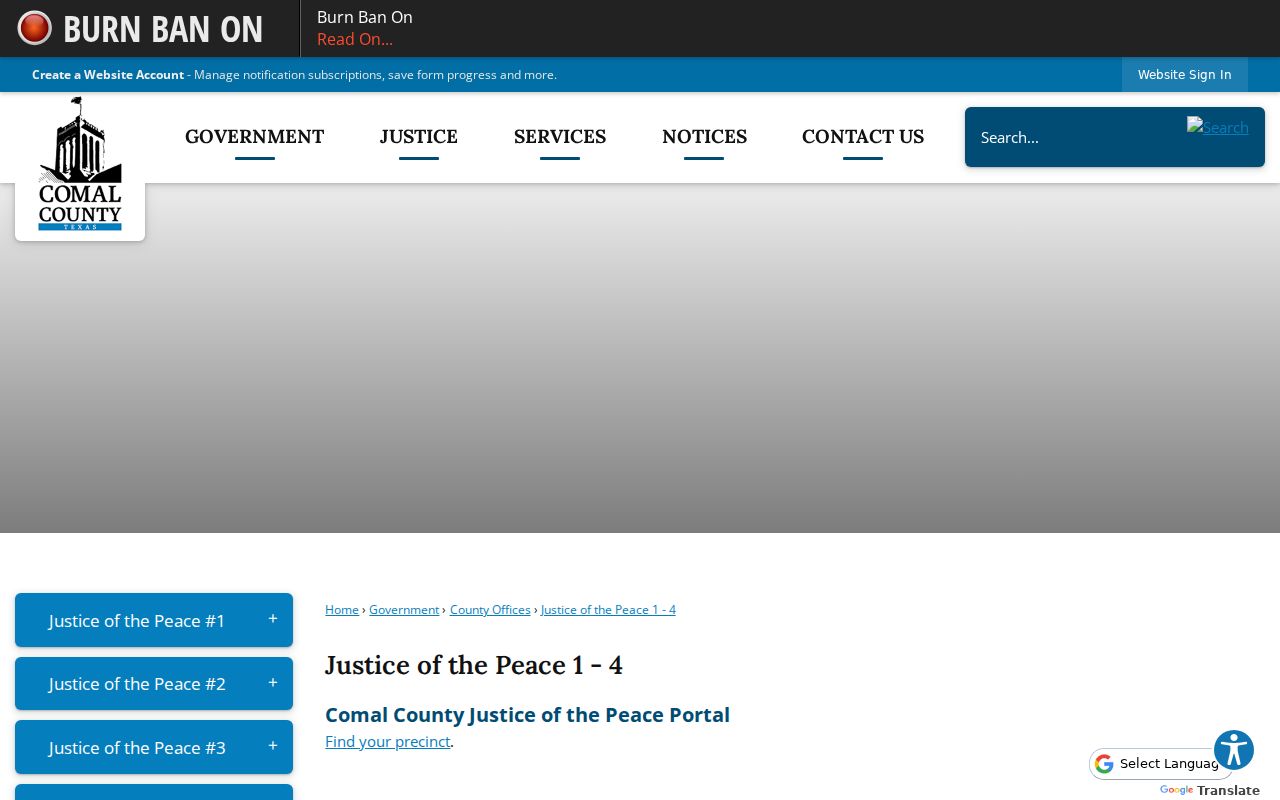 Comal County bench warrant records source, JP precinct portal